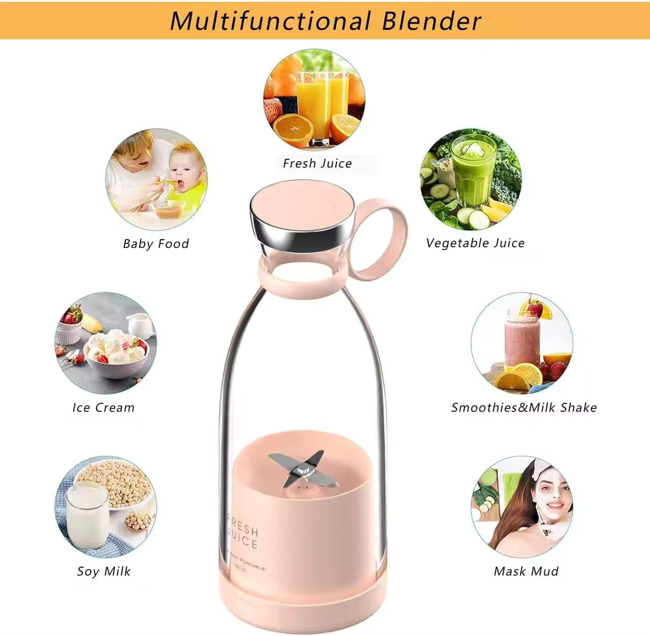 Portable USB Rechargeable Mini Juicer Blender